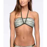 MALIBU DREAM GIRL Malibu Gypsy Garden Olive Molded Halter Bikini Top