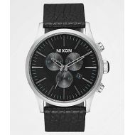 NIXON WATCHES Nixon Sentry Leather Black & Gunmetal Chronograph Watch
