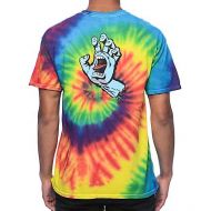 SANTA CRUZ SKATE Santa Cruz Screaming Hand Reactive Rainbow Tie Dye T-Shirt