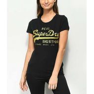 SUPERDRY Superdry Vintage Logo Embossed Glitter Black T-Shirt