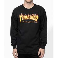 THRASHER Thrasher Flame Logo Black Long Sleeve T-Shirt
