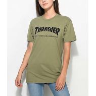 THRASHER Thrasher Skate Mag Olive Boyfriend Fit T-Shirt