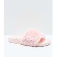 TRILLIUM Trillium Pink Fur Slide Sandals