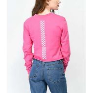 VANS Vans Checkerboard Hot Pink Long Sleeve Crop T-Shirt