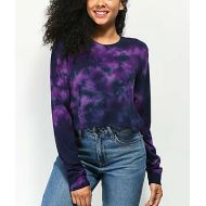 ZINE Zine Hannah Dark Purple Tie Dye Long Sleeve Crop T-Shirt