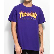THRASHER Thrasher Flame Logo Purple T-Shirt