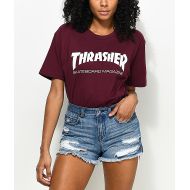 THRASHER Thrasher Skate Mag Burgundy Boyfriend Fit T-Shirt
