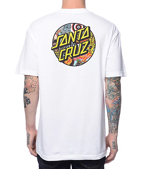 SANTA CRUZ SKATE Santa Cruz Collage Dot White T-Shirt
