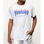 THRASHER Thrasher Magazine Patriot Flame Ash Grey T-Shirt