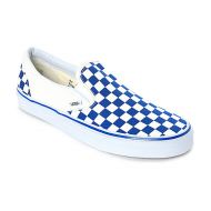 VANS Vans Slip-On Blue & White Checkered Skate Shoes
