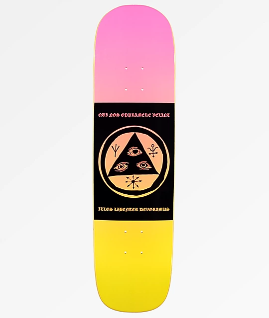WELCOME SKATEBOARDS Welcome Mantra On Yung Nibiru 8.25" Pink & Yellow Skateboard Deck