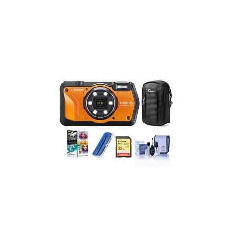  Adorama Ricoh WG-6 Digital Camera, Orange - With Free PC Accessory Bundle 03853 A