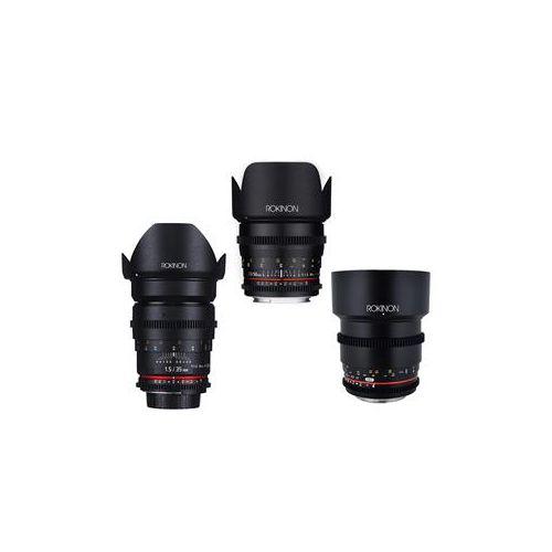  Adorama Rokinon Cine DS Portrait Lens Bundle 35mm T1.5,50mm T1.5,85mm T1.5 For Sony NEX DS-PB NEX