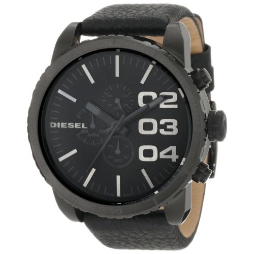  Diesel Mens Chronograph Black Dial Black Leather Watch DZ4216 by Diesel