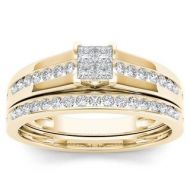De Couer 10k Yellow Gold 1/2ct TDW Diamond Classic Engagement Ring Set with One Band by De Couer