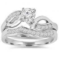 10k White Gold 3/4ct TDW Engagement Wedding Ring Set by Bliss
