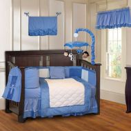 BabyFad Minky Blue 10-piece Boys ft Baby Crib Bedding Set with Musical Mobileby BabyFad