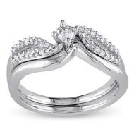 Miadora Sterling Silver 1/4ct TDW Diamond Bypass Bridal Ring Set by Miadora