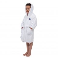 Sweet Kids Turkish Cotton Terry White with Royal Blue Monogram Hooded Bathrobe by Authentic Hotel and Spa