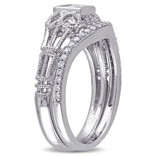  Miadora Signature Collection 14k White Gold 12ct TDW Diamond Vintage Bridal Ring Set by Miadora