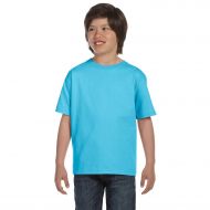 Hanes Boys Comfortsoft Light Blue 5.2-ounce CottonPolyester Heavyweight T-shirt by Hanes