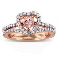 Miadora Signature Collection 10k Rose Gold Morganite and 1/2ct TDW Diamond 2-Piece Bridal Ring Set by Miadora