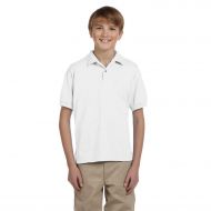 Dryblend Boys White Jersey Polo Shirt by Gildan