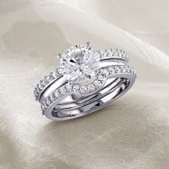 Miadora 10k White Gold Created White Sapphire Bridal Ring Set by Miadora