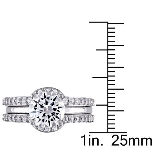  Miadora 10k White Gold Created White Sapphire Bridal Ring Set by Miadora