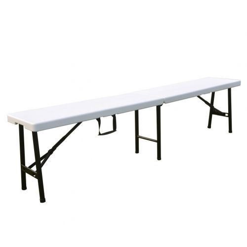  Ares White Polyethylene Indoor Outdoor Folding Bench
