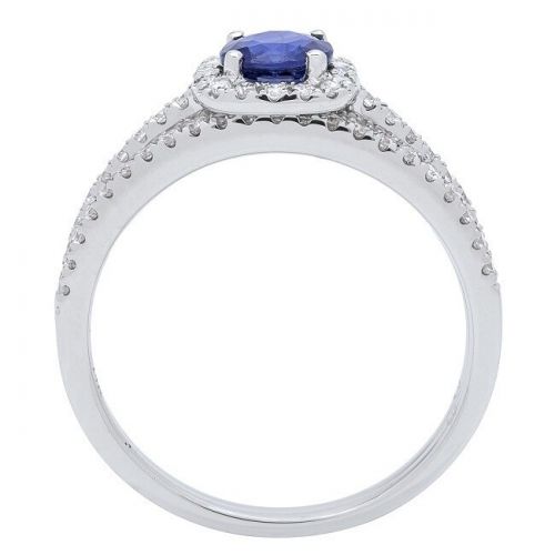  Anika and August 14k White Gold Sapphire and 38ct TDW Diamond Bridal Set (G-H, I1-I2) by Anika and August