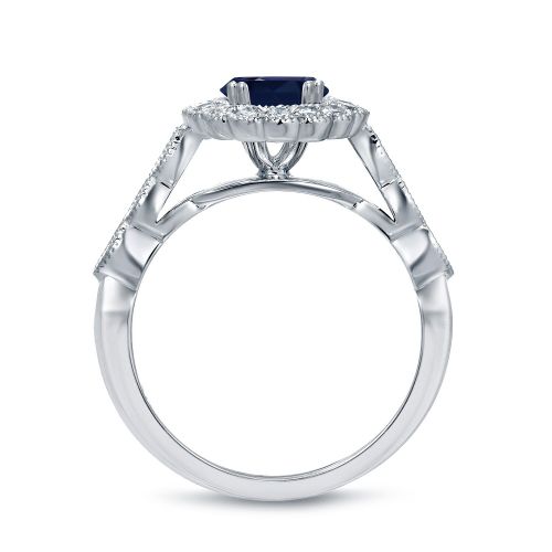  Auriya 14k Gold 1 12ct Oval Cut Blue Sapphire and 35ct TDW Diamond Halo Bridal Ring Set (H-I, SI1- by Auriya
