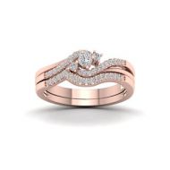 De Couer 10k Rose Gold 1/3ct TDW Diamond Bypass Bridal Set - Pink by De Couer