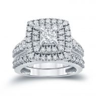 Auriya 14k 1 35ct TDW Vintage Round Diamond Halo Engagement Ring Bridal Set by Auriya