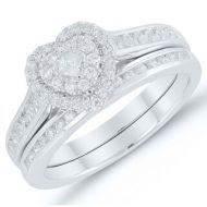 Caressa 10k White Gold 1/2CT. T.W. Diamond Heart Shape Composite Bridal Set by Caressa