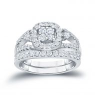 Auriya 14k 1ct TDW Cluster Diamond Bridal Ring Set (H-I, I1-I2) by Auriya