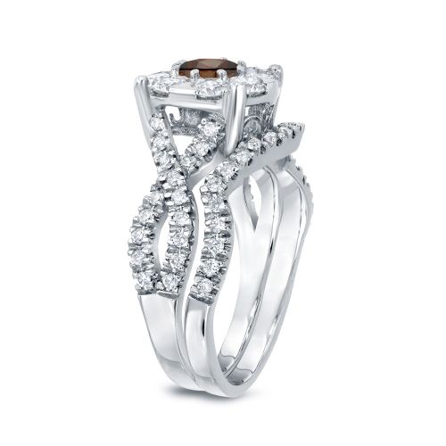  Auriya 14k 1 15ct TDW Cluster Brown Diamond Braided Bridal Ring Set (H-I, I1-I2) by Auriya