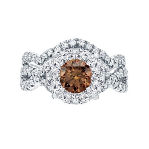  Auriya 14k 1 15ct TDW Cluster Brown Diamond Braided Bridal Ring Set (H-I, I1-I2) by Auriya