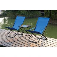 Poundex Lizkina Steel/Fabric All-weather Outdoor Foldable Chairs with Headrest (Set of 2)