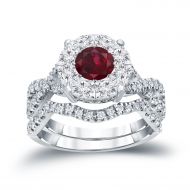 14k Gold 13ct Ru by and 78ct TDW Diamond Braided Infinity Engagement Ring Set by Auriya by Auriya