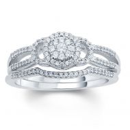 Cali Trove 1/3 Carat Round Diamond Bridal Composite Ring In 10K White Gold. by Cali Trove