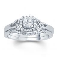 14 Carat White Diamond Celtic Design Bridal Composite Ring In .925 Sterling Silver by Cali Trove