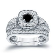 Auriya 14k 34ct TDW Halo Black Diamond Wedding Ring Sets (H-I, I1-I2) by Auriya