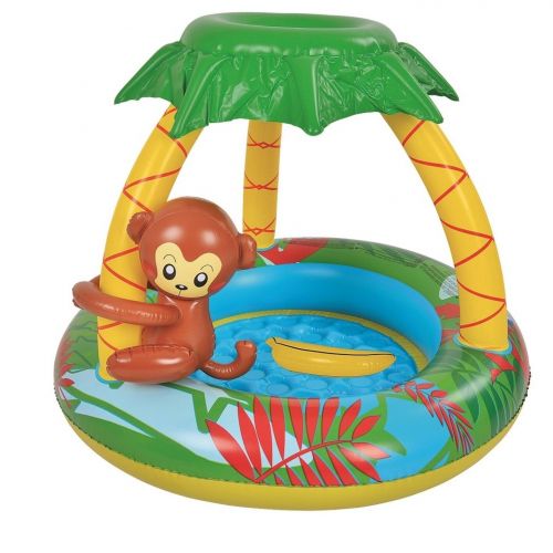 40" Inflatable Baby Swimming Pool with Palm Tree Sun Shade and Monkey