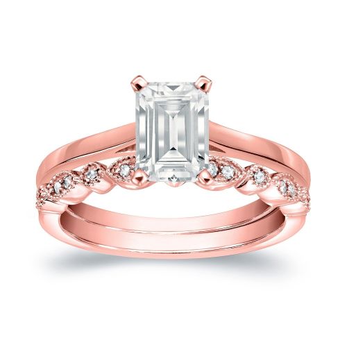  Auriya 14k Gold 34ct TDW Emerald Cut Diamond Vintage Style Wedding Ring Sets - White H-I by Auriya