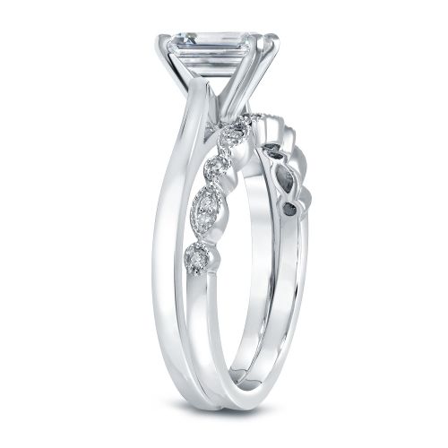  Auriya 14k Gold 78ct TDW Emerald Cut Diamond Vintage Style Wedding Ring Sets - White H-I by Auriya
