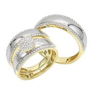Luxurman 10K Gold Engagement His and Hers Trio Diamond Wedding Ring Set 0.5ct by Luxurman