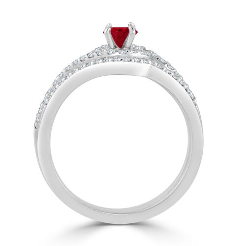  Auriya Round 15ct Red Ru by and 13cttw Diamond Halo Engagement Ring Set 14k Gold by Auriya