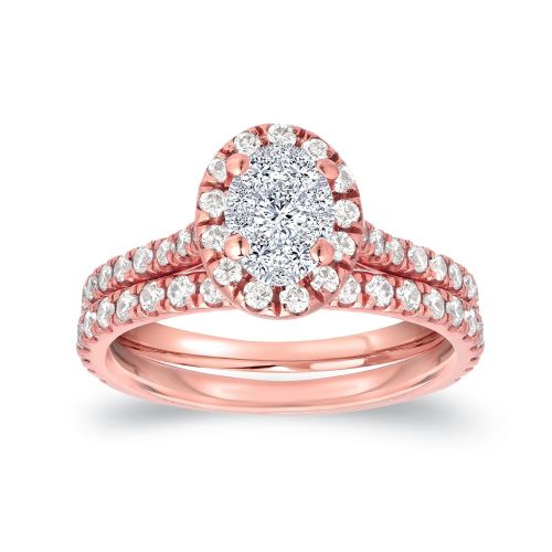  Auriya 14k Gold 34ct TDW Cluster Diamond Halo Bridal Ring Set - White H-I by Auriya