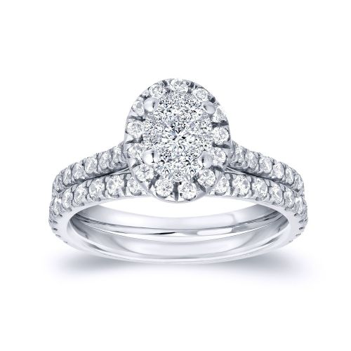  Auriya 14k Gold 34ct TDW Cluster Diamond Halo Bridal Ring Set - White H-I by Auriya
